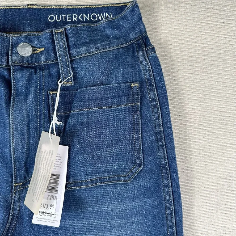 Outerknown Paramour Flare SEA Jeans Women’s 24 Blue High Rise Denim Stretch Pant